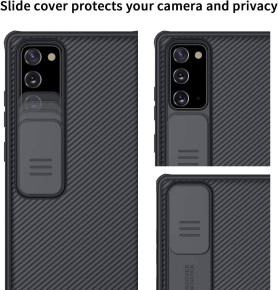 Луксозен твърд гръб със силиконова рамка Nillkin Cam Shield Pro за Samsung Galaxy Note 20 N980F черен 